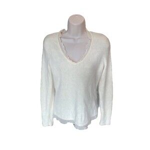 Vintage The Limited Sweater Womens M Cream Angora Rabbit Hair Ribbed Fuzzy Y2K